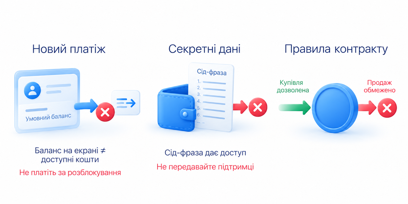 Шахрай може вимагати новий платіж, отримувати секретні дані або обмежувати продаж через правила контракту