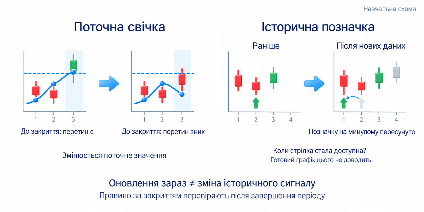 Оновлення поточного показання відрізняється від зміни історичної позначки; перевіряють її доступність тоді