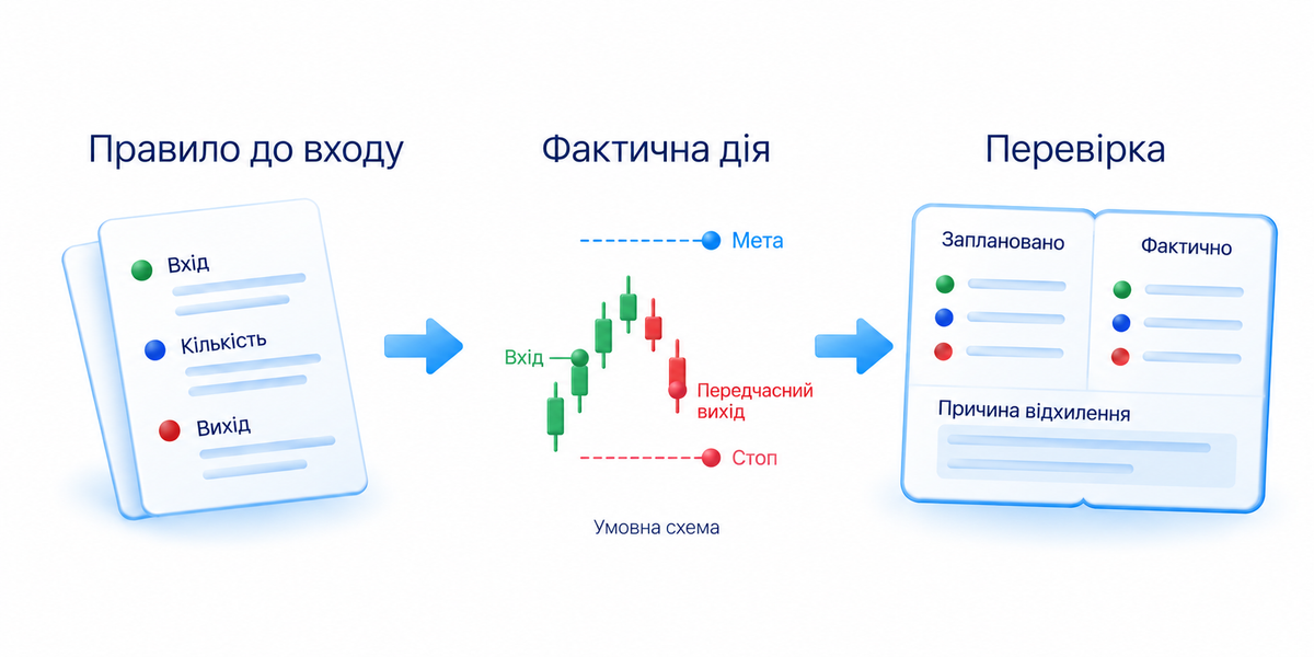 Зіставлення правила до входу з фактичною дією допомагає перевірити вплив почуттів на рішення